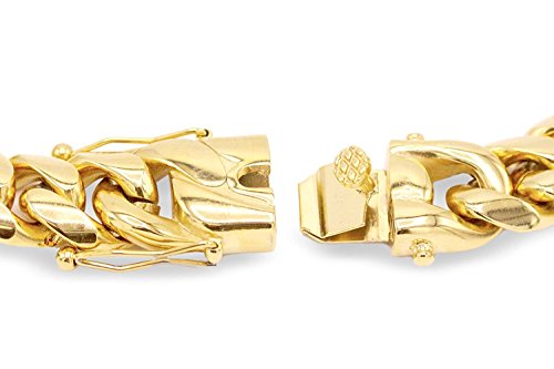 Hollywood Jewelry Miami Cuban Link Chain Or Bracelet - 24K Real Gold Plated Hip Hop Cuban Link Choker Solid Strong Clasp Chains Necklace For Mens Boys (28, Necklace (14Mm Wide)) #TOP2