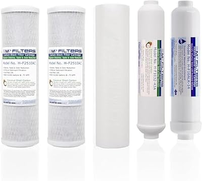 APPLIED MEMBRANES Reverse Osmosis Alkaline Filter Replacement Set, RO+pH Pre and Post, Complete RO Set for 6 Stage Reverse Osmosis, Undersink Water Filtration Systems, Set of 5