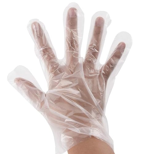 Decoración Fiesta, Tools Guantes de Plástico, 300 Piezas Guantes Desechables, Guantes de Plástico Transparentes para Cocina, Limpieza, Cuidado de Manos