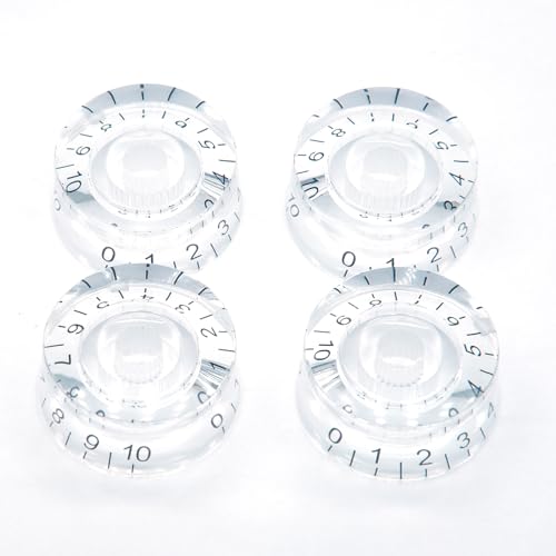 harpfeas 4PCS Imperial Inch Size LP Guitar Speed Dial Knobs 24 Fine Splines Control Knobs for USA Les Paul/CTS Pots (Transparent)