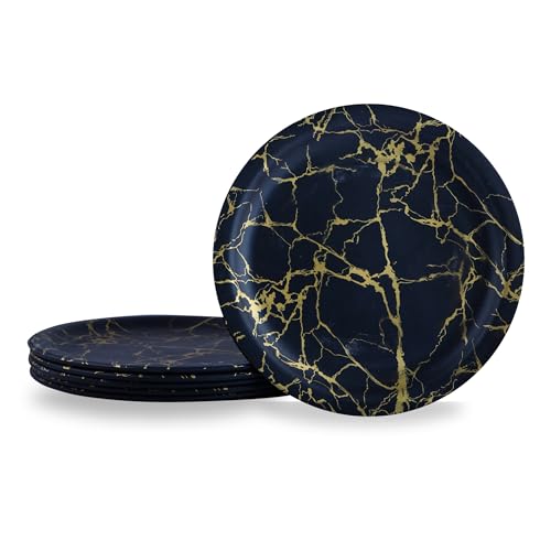 Image of Melamine Quarter Plates | Round Half Plate | Microwave Safe | Break Resistant | Plates for Snacks, Lunch, Dinner | Plates for home, Office, Restaurant | Set of 6 | 7 Inch's (Black mat Finish)