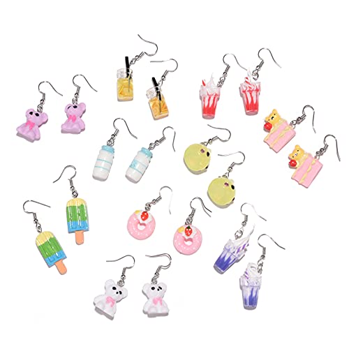10 Pairs Cute Funny Dangle Earrings Set for Teen Girls Cartoon Ice Cream Bear Weird Drop Earring Women Kawaii Donuts Milk Cup Cake Earring Colorful Summer Sweet Jewelry Birthday Party Gifts, Set 1 10 Pairs Cute Funny Dangle Earrings Set for Teen Girls Cartoon Ice Cream Bear Weird Drop Earring Women Kawaii Donuts Milk Cup Cake Earring Colorful Summer Sweet Jewelry Birthday Party Gifts, Set 1