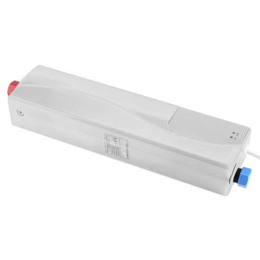 Mini calentador eléctrico sin tanque - 220V 3000W debajo del lavabo Mini calentador eléctrico de agua caliente instantáneo sin tanque para baño Cocina Lavado (enchufe de la UE)(blanco)