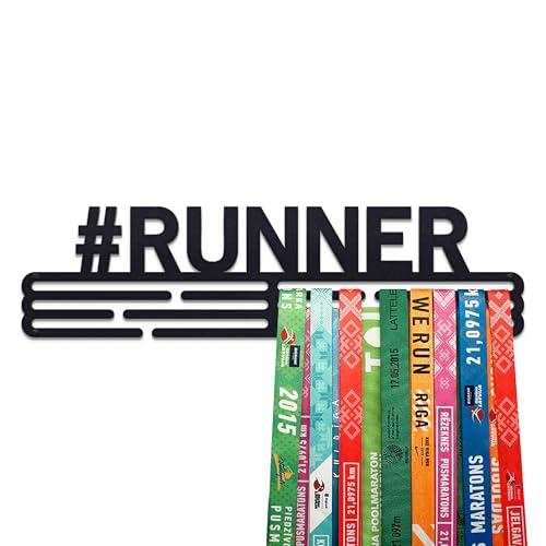 Medallero acero Runner con soporte de alta capacidad para colgar trofeos de running