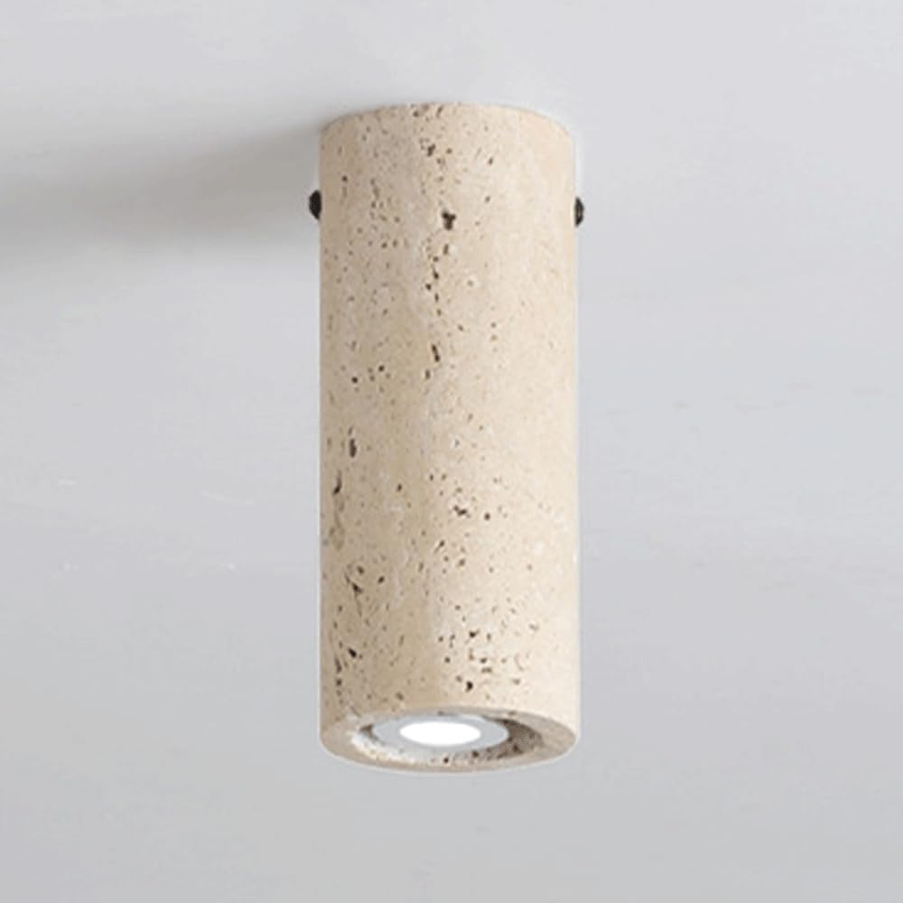 ITOSUI Japanese Wabi Sabi Style Yellow Travertine Hallway Ceiling Light Modern Minimalist Cylindrical Flush Mount Kitchen Island Ceiling Lamp Mid Century Nordic Aisle Chandelier 6.8CM*16CM