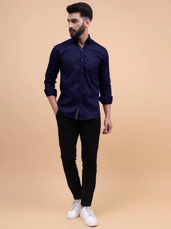 Image of Tee Projekt Solid Shirt for Men's,Solid Shirt for Men's, Casual Shirt for Men,Full Sleeve Spread Collar Shirt for Men, Shirt for Men||(Pack of-2)||