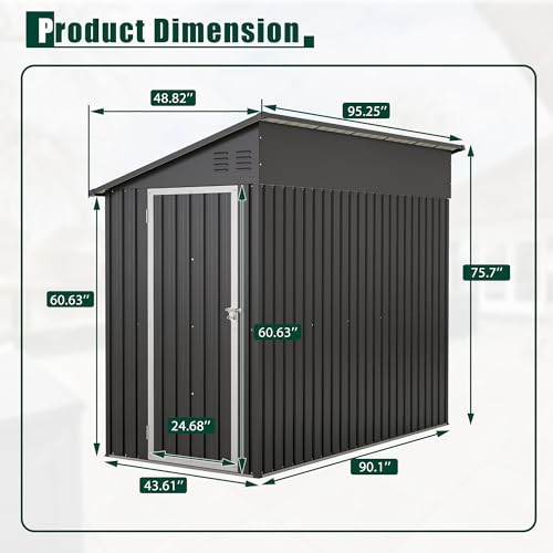 48ftoutdoormetalstorageshedheavydutyleantostorageshedwithfloorbasegardentoolmetalstoragehousewlockabledoorand2airventsweatherresistantforbackyardpatiolawnblack Urban Country Home Decor 48 ft outdoor metal storage shedheavy duty lean to storage shed with floor basegarden tool metal storage house wlockable door and 2 air ventsweather resistantfor backyardpatiolawnblack urban country home decor