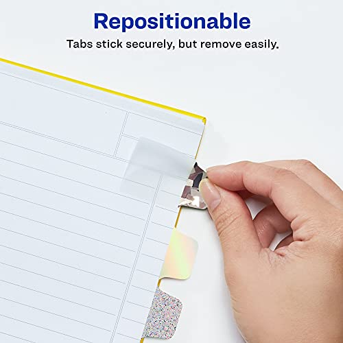 Image of Avery Ultra Tabs, 1 inch x 1.5 inch Repositionable, Holographic, 32 Tabs | For Marking Pages in Books and Planners, Two-Side Writable Clear Film Tabs, Removes Cleanly, Smudge-Resistant