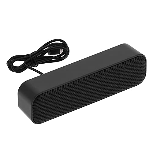 RASTKY Mini Barra de Sonido Estéreo USB Altavoz Compacto de Doble Canal para Computadora Tarjeta de Sonido Incorporada para Oficina en Casa Negro 7.2x1.6x2.0in