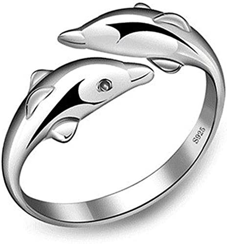 PULABOBague Double Dauphins, Bague réglable Ouverte Bijoux Breloques Anniversaire pour Femmes Adolescents Fille/garçons/Femmes/Hommes/Demoiselle d'honneur Fashion Processed