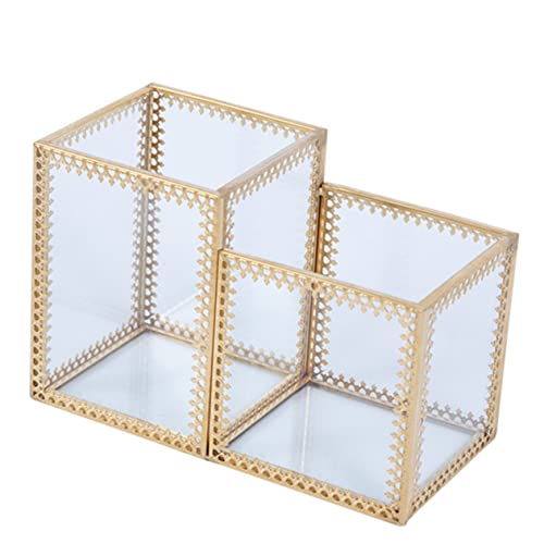 Cabilock Portabrochas De Maquillaje De Escritorio Contenedor Para Brochas De Maquillaje Soporte Para Bolígrafos Compartimento De Almacenamiento De 2 Niveles