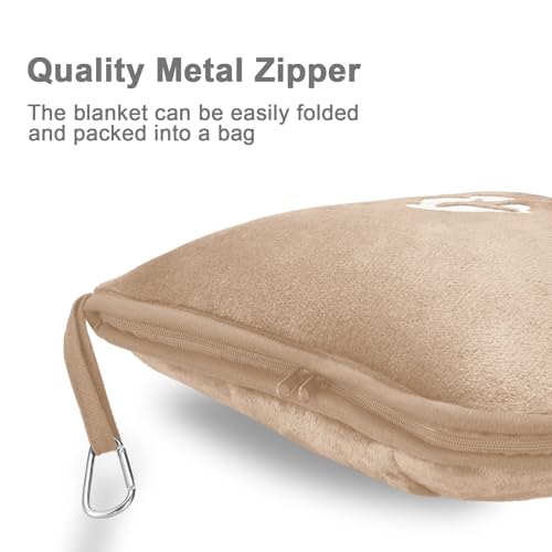 Image of Fleece Blanket 40 inchx65 inch for Travel with Portable Storage Bag (Brown)