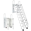 Wall Mounted Attic Ladder, 9-Step Folding Loft Stairs with Dual Handrails, 660 lbs Heavy Duty Pull Down Attic Stairs, Space Saving Retractable Ladder for Garage, Warehouse, Basement, White
