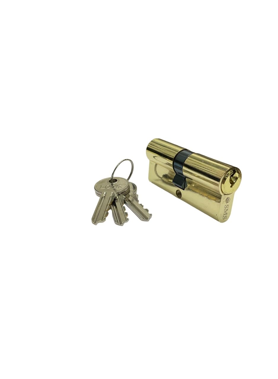 SMS Door Lock Cylinder 70mm With Two Sides Key. (Gold)