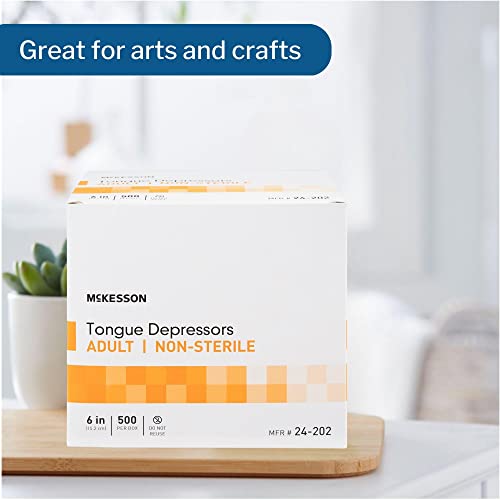 mckesson tongue depressors 5000 count adult size non-sterile wood unflavored splinter-free 6 in - use for medical arts crafts spa - 500 count pack of 10