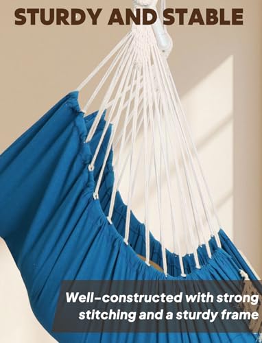 Chihee Hammock Chair Hanging Swing Max 500 Lbs 2 Cushions Included Metal Spreader Bar with Anti-Slip Grooves Portable Hanging Chair Side Pocket Large Macrame Bohemian Chair Indoor Outdoor - Thumbnail 5