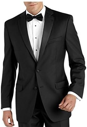 Men's Single Breasted 2 Button Front Notch Lapel Tuxedo Suit Set, Black Regular Fit, 42 Long