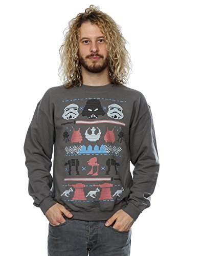Star Wars Men's Dark Side Fair Isle Christmas Sweatshirt Small Charcoal