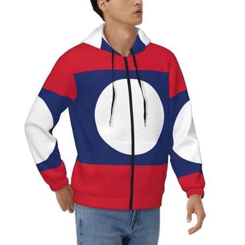 Sweat à capuche homme Laos zippé avec cordon de serrage ajustable et chaud