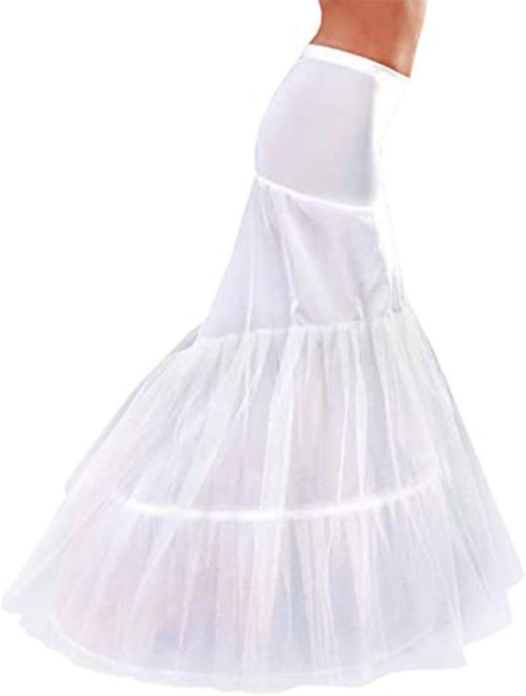 Floor-Length 2 Bone Hoops Trumpet Mermaid Fishtail Petticoat Crinoline Underskirt Slips Wedding Petticoat Ball Gown
