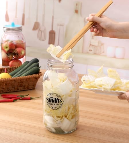 Tarros de vidrio transparente Smiths Mason Jars de 2L con acabados de madera 5