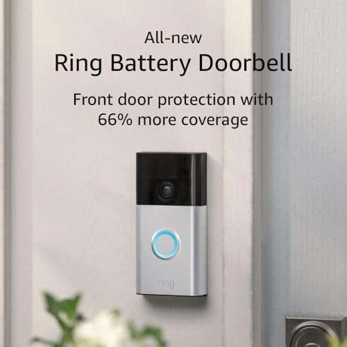 All-new Ring Battery Doorbell — Now with 66% more coverage, Head-to-Toe Video, Live View with Two-Way Talk, and Motion Detection & Alerts (2024 release), Satin Nickel