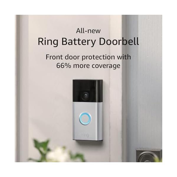 All-new Ring Battery Doorbell — Now with 66% more coverage, Head-to-Toe Video, Live View with Two-Way Talk, and Motion Detection & Alerts (2024 release), Satin Nickel