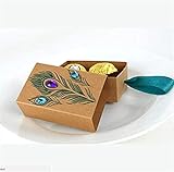 VNFEI Peacock Candy Boxes Wedding Favors Kraft Paper Gift Boxes Decoration (50)