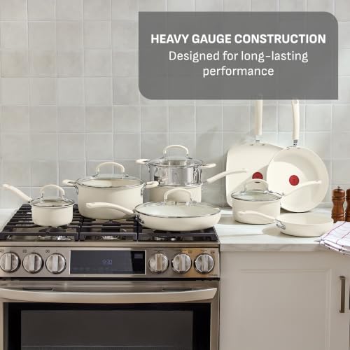 Image of T-fal Ultimate Non-Stick, 14 Piece Pots and Pans Cookware Set, Beige