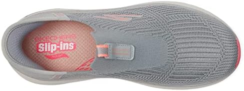 Skechers Women's Max Cushioning Arch Fit Fluidity Hands Free Slip-Ins Sneaker, Gray/Pink, 8 | Image 1