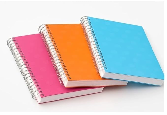 Image of Spiral Notebook A4 Size Total 200 Pages In Each Unruled White Plain Page Soft Cover Spiral Bound Pack of 3, 70 GSM Pages