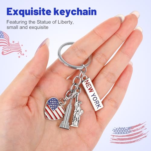 Amosfun Amerykański dzień niezależności Keychain 4. lipiec Dzień narodowy USA patriotyczne kółko na klucze metalowy pierścień na klucze New York