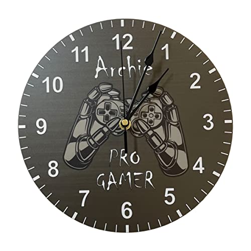 Precision Designs Kids Gaming Pro Gamer Clock - Personalised with Any Name - Size 25cm Wall Mountable - Unique Gift