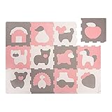 foam puzzle mat non toxic 20% + GRUESA, SUAVE Y CÁLIDA – Las alfombras están hechas de espuma EVA de alta calidad con 1,2cm de grosor. Estas alfombras de ejercicios se entrelazan para brindar un acolchado cómodo sobre suelo duro.