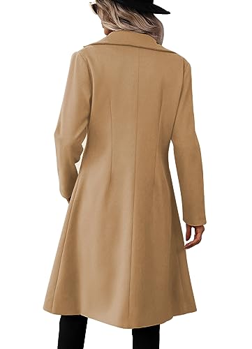 Danedvi Womens Long Double Breasted Coats Lapel Collar Pea Coat Winter Slim Fit Jackets Trench Coat Outwear2