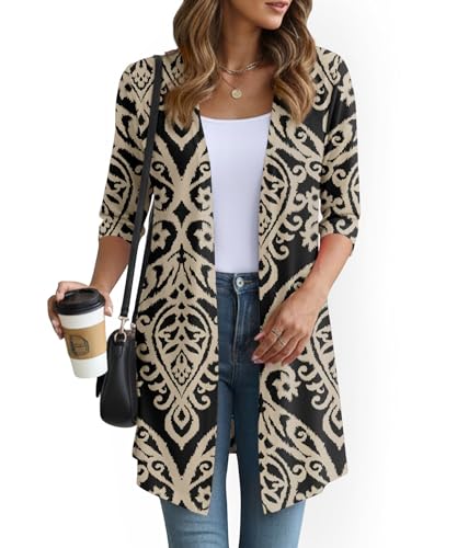 Image of YSYOKOW Lightweight Cardigans for Women 3 /4 Sleeve Long Open Front | Cardigan sweaters for women lightweight, summer cardigans for women lightweight, long cardigans for women trendy, dressy