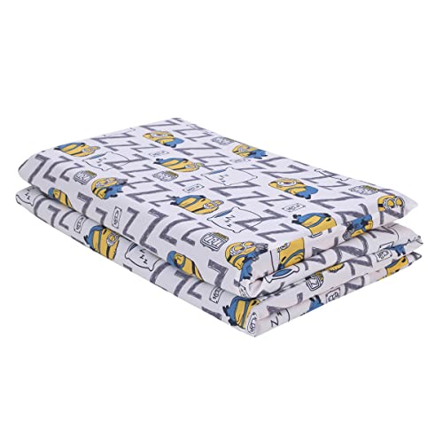 NoJo Illimuniation Lazy Minions Club Gray, Blue, Yellow, and White Preschool Nap Pad Sheet