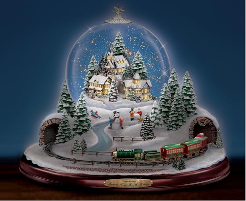 The Bradford Exchange Thomas Kinkade Village Snowglobe: Lights, Music and Motion