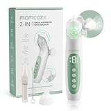 Momcozy BreezyClear™ Spray and Suction 2-in-1 Electric Nasal Aspirator for Baby, 4 Adjustable Suction Levels up to 65kPa Hospital-Grade, Quiet & Portable Nose Cleaner with Soothing Light & Music