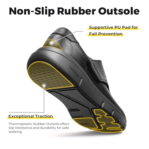 FitVille Diabetic Shoes for Men Dress Shoes Casual Slip On Oxfords Shoes Adjustable Business Formal Wedding Shoes Orthopedic Sneakers for Swollen Feet - EasyTop Deluxe Dress Shoes V13