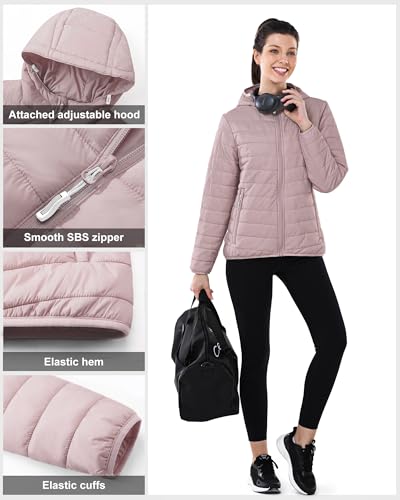 Outdoor Ventures Women's Winter Lightweight Puffer Jacket with Hood, Warm, Short, Packable, Quilted, Transitional, Padded Jacket for Ladies, Lined for Hiking, Travel - Image 6