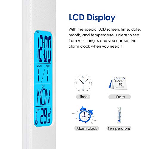 LED Desk Lamp Office,Desktop Lamp with Clock,Desk Light with Phone Holder,Study Lamp for Reading/Studying/Working,Eye-Caring,Battery Operated,3 Lighting Modes with 5 Brightness Levels, White - Image 3