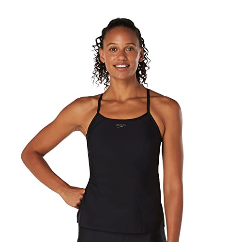 Speedo Damen U-Ausschnitt Tankini-Top, Sheen Black, Small