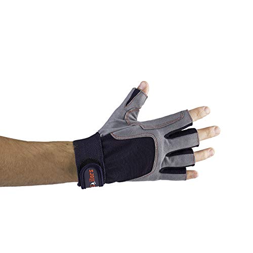 Image of MRX BOXING & FITNESS Sailing Gloves with 3 /4 Finger and Grip for Men and Women, Great for Kayaking, Workouts and More (Blue /Grey, Medium)