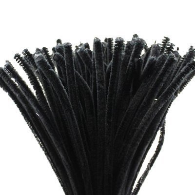 Carykon Super Fuzzy Chenille Stems Pipe Cleaners, Pack of 100 (Black)