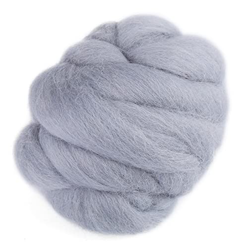 8 Colors Colored Needle Felting Wool, 55 G Wool Roving Spinning Wool Colorful Wool Balls Roving Spinning Sewing Trimming Handiwork Material (78-Grey)