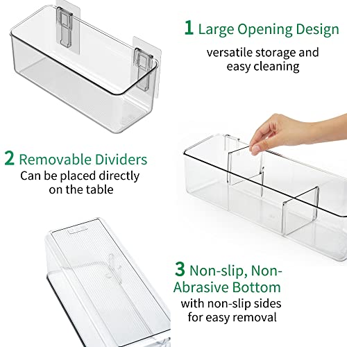 Vacane 4 Pack Plastic Over Cabinet Door Organizer, Adhesive Mount Storage Organizer Container Makeup Organizer Hanging Basket Bins For Craft Room, Pantry, Office, Space Saving Holder For Kitchen Bags #TOP3