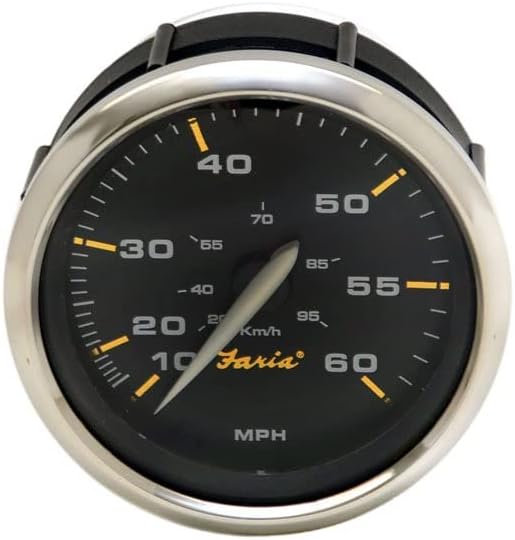 Faria Boat Speedometer Gauge SEK632A | Kronos Black 60 MPH 3 1/4 Inch