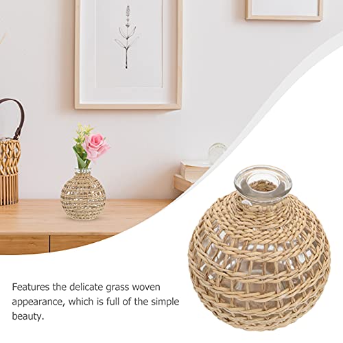 DOITOOL Glass Farmhouse Vases Clear Flower Bud Vase with Wrapped Rope Coastal Style Hydroponic Vase Vintage Country Vase Planter Table Centerpiece - Image 6