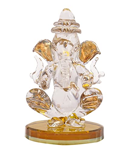 Image of Ganesha Idol for Car Dashboard Cute Ganesh Idol for Car Dashboard | Ganesh Ji | Ganpati Bappa | Ganesh Ji Ki Murti. (Crystal Ganesha)